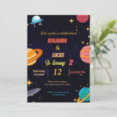 Uitnodiging voor verjaardagsfeestje bij moderne Sp (Staand voorkant)