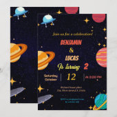 Uitnodiging voor verjaardagsfeestje bij moderne Sp (Voorkant / Achterkant)