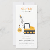 Uitnodiging voor verjaardagsfeestje bouwkraanwagen (Voorkant)