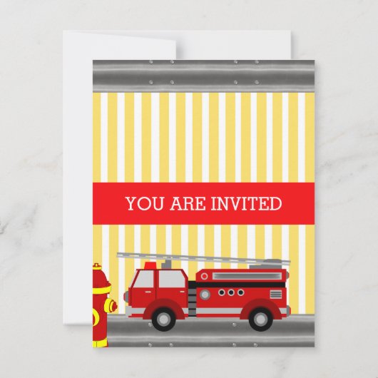Uitnodiging voor verjaardagsfeestje brandweerwagen (Achterkant)