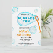 Uitnodiging voor verjaardagsfeestje Bubble boy (Staand voorkant)