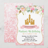 Uitnodiging voor verjaardagsfeestje Castle princes (Voorkant / Achterkant)