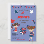 Uitnodiging voor verjaardagsfeestje cheerleader (Voorkant)