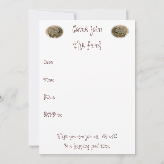 Uitnodiging voor verjaardagsfeestje Common Toad (Achterkant)