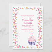 Uitnodiging voor verjaardagsfeestje Cupcake (Voorkant)