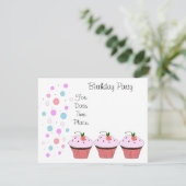 Uitnodiging voor verjaardagsfeestje Cupcake (Staand voorkant)