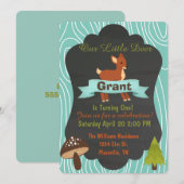 Uitnodiging voor verjaardagsfeestje Cute hert Wood (Voorkant / Achterkant)