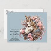 Uitnodiging voor verjaardagsfeestje eenhoorn Postk (Voorkant / Achterkant)