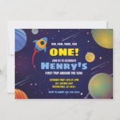 Uitnodiging voor verjaardagsfeestje eerste reis ro (Voorkant)