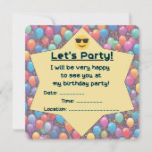 Uitnodiging voor verjaardagsfeestje (Engels) (Voorkant)