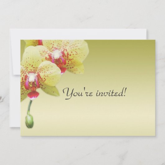 uitnodiging voor verjaardagsfeestje gele orchidee (Voorkant)