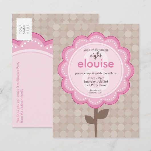 UITNODIGING VOOR VERJAARDAGSFEESTJE: genummerd dai (Voorkant / Achterkant)