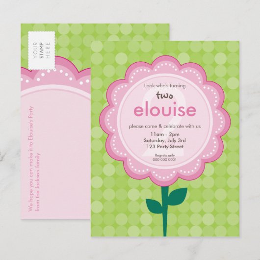 UITNODIGING VOOR VERJAARDAGSFEESTJE: genummerd dai (Voorkant / Achterkant)