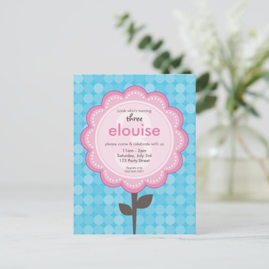 UITNODIGING VOOR VERJAARDAGSFEESTJE: genummerd dai (Staand voorkant)