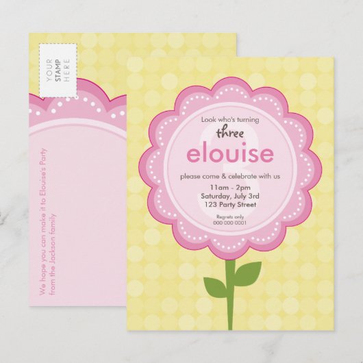 UITNODIGING VOOR VERJAARDAGSFEESTJE: genummerd dai (Voorkant / Achterkant)