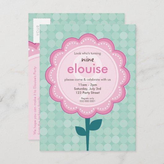 UITNODIGING VOOR VERJAARDAGSFEESTJE: genummerd dai (Voorkant / Achterkant)