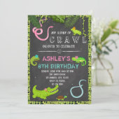 Uitnodiging voor verjaardagsfeestje Girl reptile (Staand voorkant)