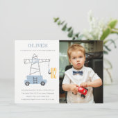 Uitnodiging voor verjaardagsfeestje hijskraan voor (Staand voorkant)