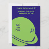 Uitnodiging voor verjaardagsfeestje in de ruimte (Achterkant)