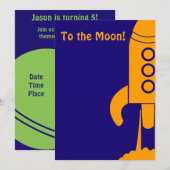 Uitnodiging voor verjaardagsfeestje in de ruimte (Voorkant / Achterkant)