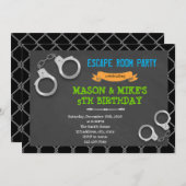 Uitnodiging voor verjaardagsfeestje in ontsnapping (Voorkant / Achterkant)