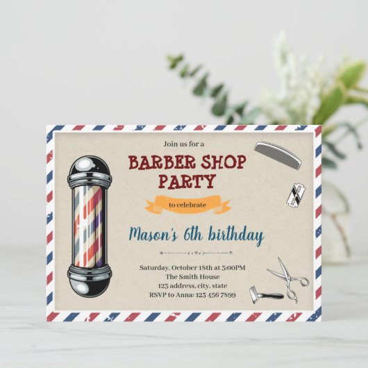 Uitnodiging voor verjaardagsfeestje in oude stijl (Staand voorkant)