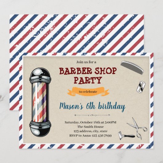 Uitnodiging voor verjaardagsfeestje in oude stijl (Voorkant / Achterkant)