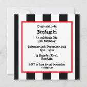 Uitnodiging voor verjaardagsfeestje in rode dubbel (Achterkant)