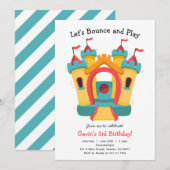 Uitnodiging voor verjaardagsfeestje in springhuis (Voorkant / Achterkant)