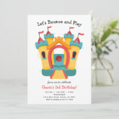 Uitnodiging voor verjaardagsfeestje in springkaste (Staand voorkant)