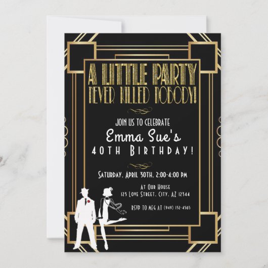 Uitnodiging voor verjaardagsfeestje in stijl van d (Voorkant)