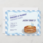 uitnodiging voor verjaardagsfeestje met blauwe pan (Voorkant)