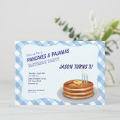 uitnodiging voor verjaardagsfeestje met blauwe pan (Staand voorkant)