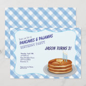 uitnodiging voor verjaardagsfeestje met blauwe pan (Voorkant / Achterkant)