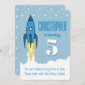 ★ Uitnodiging voor verjaardagsfeestje met blauwe r (Voorkant / Achterkant)