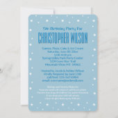 ★ Uitnodiging voor verjaardagsfeestje met blauwe r (Achterkant)