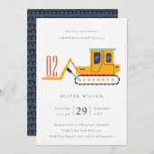 Uitnodiging voor verjaardagsfeestje met bouwaandri (Voorkant / Achterkant)