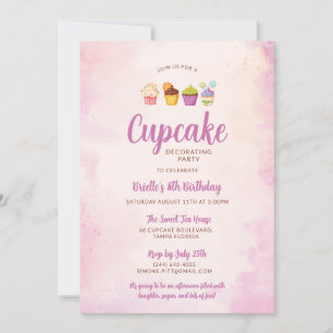 Uitnodiging voor verjaardagsfeestje met cakeje ver