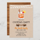 Uitnodiging voor verjaardagsfeestje met cocktailpa (Voorkant / Achterkant)