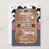 Uitnodiging voor verjaardagsfeestje met cowboythem (Voorkant)