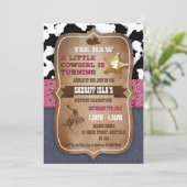 Uitnodiging voor verjaardagsfeestje met cowboythem (Staand voorkant)