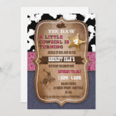 Uitnodiging voor verjaardagsfeestje met cowboythem (Voorkant / Achterkant)