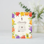 Uitnodiging voor verjaardagsfeestje met dansend fr (Staand voorkant)