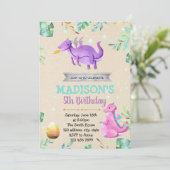 Uitnodiging voor verjaardagsfeestje met draak voor (Staand voorkant)