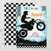 Uitnodiging voor verjaardagsfeestje met fiets bewe (Voorkant / Achterkant)