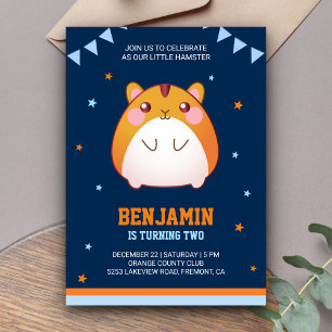 Uitnodiging voor verjaardagsfeestje met hamster