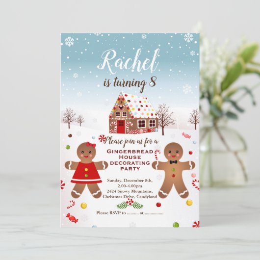 Uitnodiging voor verjaardagsfeestje met het versie (Staand voorkant)