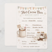 Uitnodiging voor verjaardagsfeestje met hete cacao (Voorkant / Achterkant)