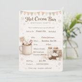 Uitnodiging voor verjaardagsfeestje met hete cacao (Staand voorkant)