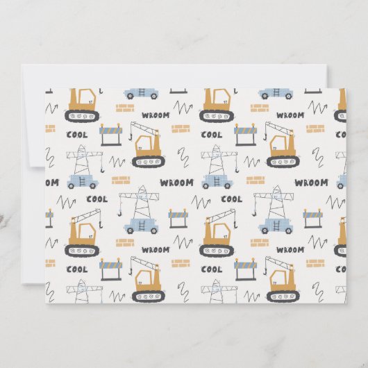 Uitnodiging voor verjaardagsfeestje met hijskraanf (Achterkant)